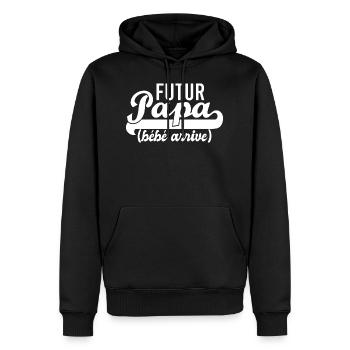 Futur papa cadeau futur papa - Sweat à capuche Premium bio Homme - noir - Devant - Nico (187cm)