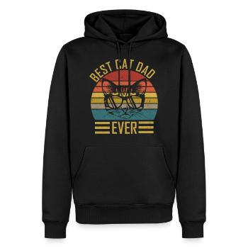 Papa chat Meilleur papa chat jamais cadeau de motif de chat - Sweat à capuche Premium bio Homme - noir - Devant - Nico (187cm)