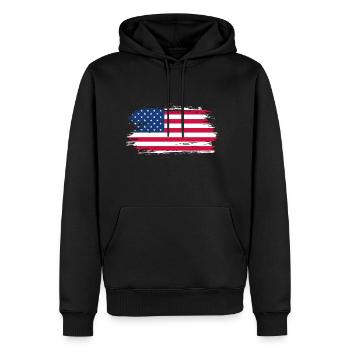 USA Flagge Geschenkidee - Männer Premium Bio Hoodie - Schwarz - Vorne - Nico (187cm)