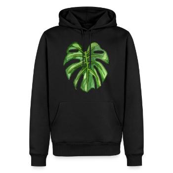 Monstera - tropische Pflanze in Aquarell - Männer Premium Bio Hoodie - Schwarz - Vorne - Nico (187cm)