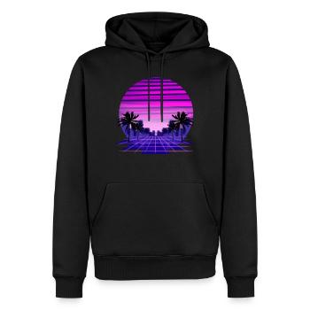 Miami Retro - retrowave - synthwave - Men’s Premium Organic Hoodie - black - Front - Nico (187cm)