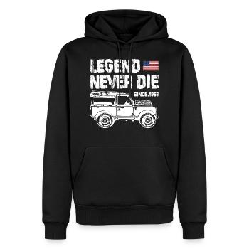 Jeep Legend Never La - Sweat à capuche Premium bio Homme - noir - Devant - Nico (187cm)