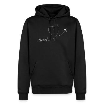 J’aime voyager - Sweat à capuche Premium bio Homme - noir - Devant - Nico (187cm)