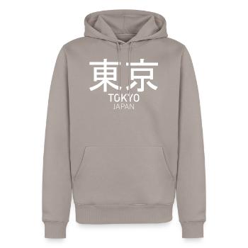 Tokyo Japan Kanji Japanese writing gift idea - Men’s Premium Organic Hoodie - taupe - Front - Nico (187cm)