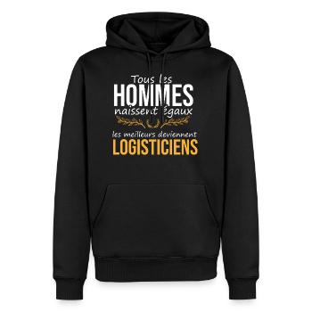 Les meilleurs deviennent logisticiens - Sweat à capuche Premium bio Homme - noir - Devant - Nico (187cm)