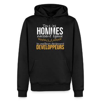 Les meilleurs deviennent développeurs - Sweat à capuche Premium bio Homme - noir - Devant - Nico (187cm)