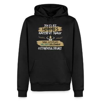 Les plus solides deviennent ostréiculteurs - Sweat à capuche Premium bio Homme - noir - Devant - Nico (187cm)