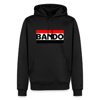 BANDO - Männer Premium Bio Hoodie - Schwarz - Vorne - Nico (187cm)