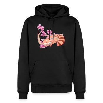 Vintage panda rouge fleur de cerisier japonais - Sweat à capuche Premium bio Homme - noir - Devant - Nico (187cm)