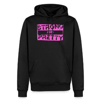 Forte et jolie séance d’entraînement gym strongman - Sweat à capuche Premium bio Homme - noir - Devant - Nico (187cm)