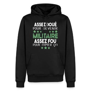Militaire Armée Régiment Soldat Humour Cadeau - Sweat à capuche Premium bio Homme - noir - Devant - Nico (187cm)