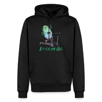 AvoCardio Lustige Avocado Fitness Cardio Übung - Männer Premium Bio Hoodie - Schwarz - Vorne - Nico (187cm)