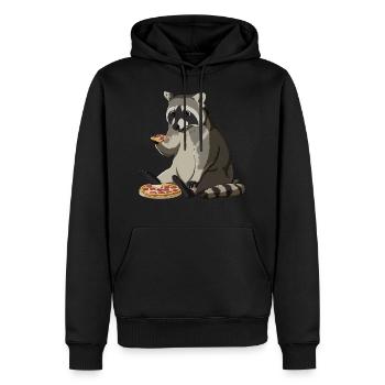 Waschbär isst Pizza - Männer Premium Bio Hoodie - Schwarz - Vorne - Nico (187cm)