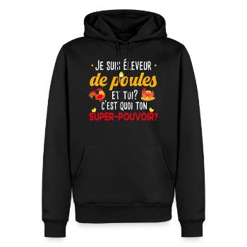 Poule poulailler volaille poussin. Cadeau ferme - Sweat à capuche Premium bio Homme - noir - Devant - Nico (187cm)