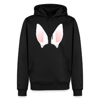 Cuillère à oreilles de lapin blanc - Sweat à capuche Premium bio Homme - noir - Devant - Nico (187cm)