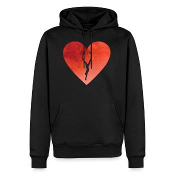 Herz mit Apnoetaucher der gerade taucht - Männer Premium Bio Hoodie - Schwarz - Vorne - Nico (187cm)