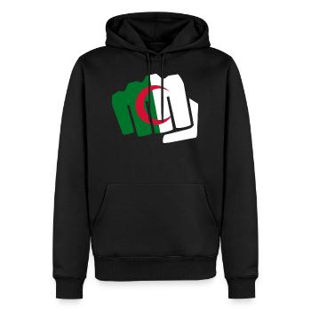 Algérie Algérie drapeau drapeau poing cadeau - Sweat à capuche Premium bio Homme - noir - Devant - Nico (187cm)
