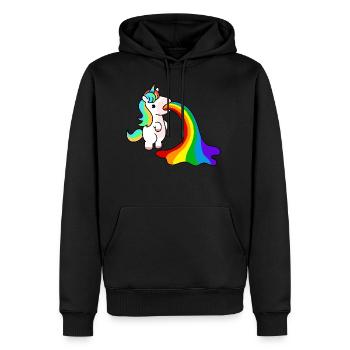 Kotzendes Einhorn - Männer Premium Bio Hoodie - Schwarz - Vorne - Nico (187cm)
