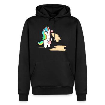 Licorne crache - Sweat à capuche Premium bio Homme - noir - Devant - Nico (187cm)