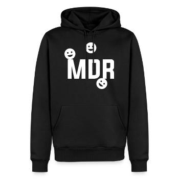 MDR - Sweat à capuche Premium bio Homme - noir - Devant - Nico (187cm)
