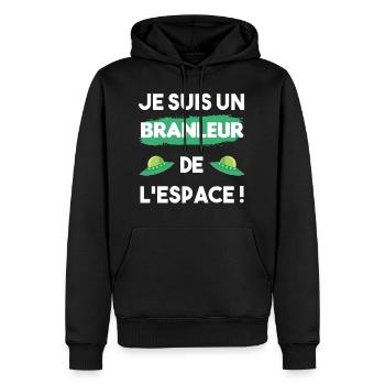 cadeau drôle branleur de l'espace ovni - Sweat à capuche Premium bio Homme - noir - Devant - Nico (187cm)