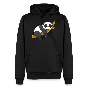 Panda endormi sur une branche - Sweat à capuche Premium bio Homme - noir - Devant - Nico (187cm)