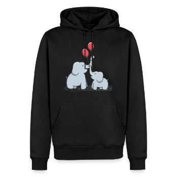 Doux éléphants Couple fête des mères Idée cadeau - Sweat à capuche Premium bio Homme - noir - Devant - Nico (187cm)