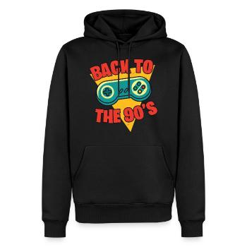 90s 90 - Sweat à capuche Premium bio Homme - noir - Devant - Nico (187cm)