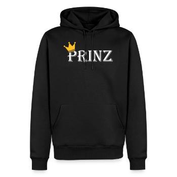 Prinz - Männer Premium Bio Hoodie - Schwarz - Vorne - Nico (187cm)