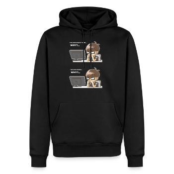 Funny programming code works why - Men’s Premium Organic Hoodie - black - Front - Nico (187cm)
