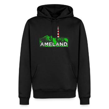 Ameland Lighthouse - Men’s Premium Organic Hoodie - black - Front - Nico (187cm)
