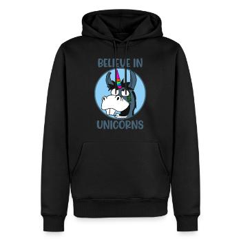 Glaube Einhorn Einhörner - Männer Premium Bio Hoodie - Schwarz - Vorne - Nico (187cm)
