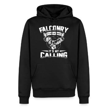 Cadeau pour fauconniers | Faucons Élevages Faucons Faucons - Sweat à capuche Premium bio Homme - noir - Devant - Nico (187cm)