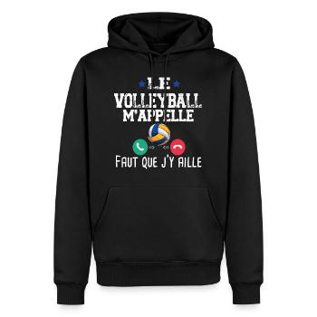 Volley Volleyball Volleyeur volleyeuse sport - Sweat à capuche Premium bio Homme - noir - Devant - Nico (187cm)