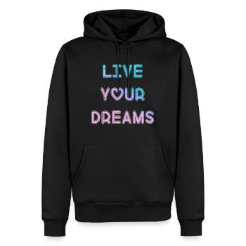 Vivez vos rêves - Sweat à capuche Premium bio Homme - noir - Devant - Nico (187cm)