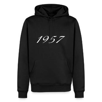 1957 Geburtstagsgeschenk, Original seit 1957 - Männer Premium Bio Hoodie - Schwarz - Vorne - Nico (187cm)