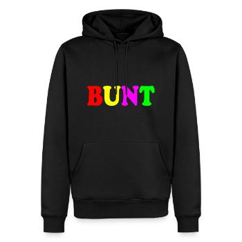 Bunt - Männer Premium Bio Hoodie - Schwarz - Vorne - Nico (187cm)