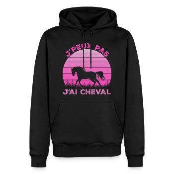 J'Peux Pas J'ai Cheval Animal Equitation - Sweat à capuche Premium bio Homme - noir - Devant - Nico (187cm)