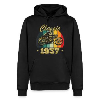 Vintage Classic Birthday Gift Born in 1937 - Men’s Premium Organic Hoodie - black - Front - Nico (187cm)