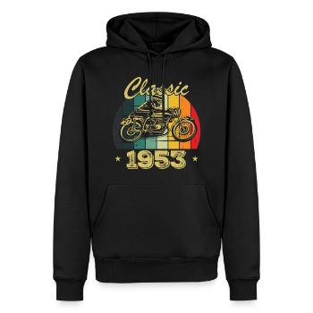 Klassisches Vintage-Geburtstagsgeschenk aus dem Jahr 1953 - Männer Premium Bio Hoodie - Schwarz - Vorne - Nico (187cm)