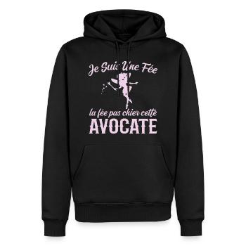Je Suis Une Fée La Fée Pas Chier Cette Avocate - Sweat à capuche Premium bio Homme - noir - Devant - Nico (187cm)