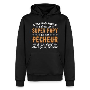Super-Opa und Fischer-Geschenk - Männer Premium Bio Hoodie - Schwarz - Vorne - Nico (187cm)