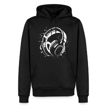Dj Kopfhörer Skizze - Männer Premium Bio Hoodie - Schwarz - Vorne - Nico (187cm)