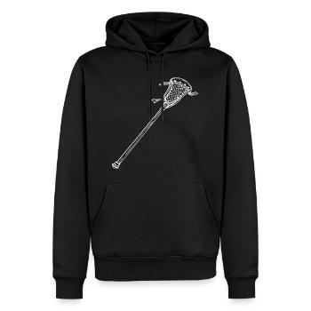 Dessin de batte de crosse - Sweat à capuche Premium bio Homme - noir - Devant - Nico (187cm)