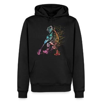Lacrossespieler Skizze - Männer Premium Bio Hoodie - Schwarz - Vorne - Nico (187cm)