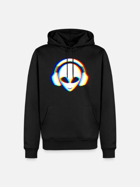 EDM - Electronic Dance Music - Alien - Männer Premium Bio Hoodie - Schwarz