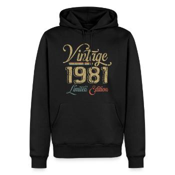 Vintage 1981 Édition limitée Naissance Millésime 1981 - Sweat à capuche Premium bio Homme - noir - Devant - Nico (187cm)
