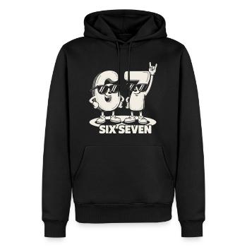67 Six Seven meme 6 7 - Cadeau de la musique rock rétro - Sweat à capuche Premium bio Homme - noir - Devant - Nico (187cm)