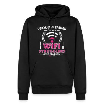 Proud Member Wifi Strugglers Association - Men’s Premium Organic Hoodie - black - Front - Nico (187cm)