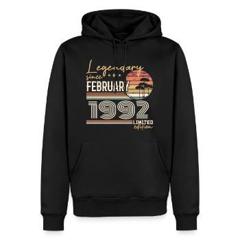 Février 1992 anniversaire 1992 légendes Février - Sweat à capuche Premium bio Homme - noir - Devant - Nico (187cm)